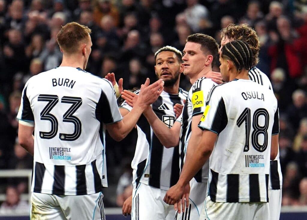 Newcastle celebrate goal against Qarabag