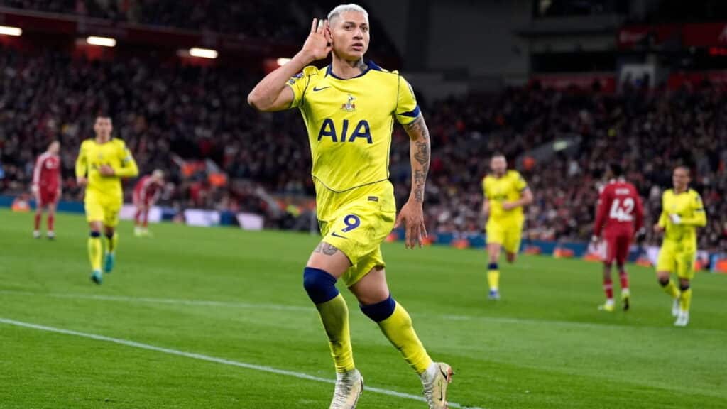 Tottenham's Richarlison scores against Liverpool