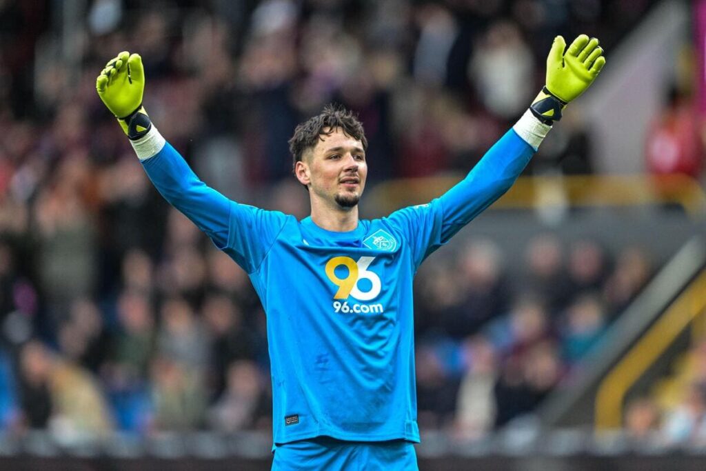 Burnley goalkeeper James Trafford playing football
