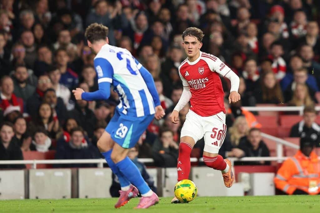 Footballer Max Dowman playing for Arsenal Football Club