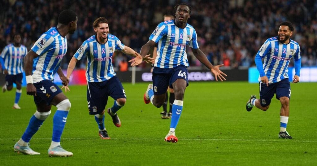 Coventry City celebrate a goal against Newcastle United.
